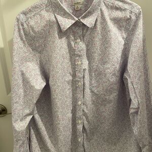 L. L. Bean 100% cotton women’s floral print Oxford shirt.